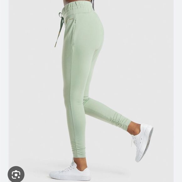 Gymshark x Whitney Simmons High Rise Fitted Joggers Zip Pockets XS Green - Picture 3 of 9